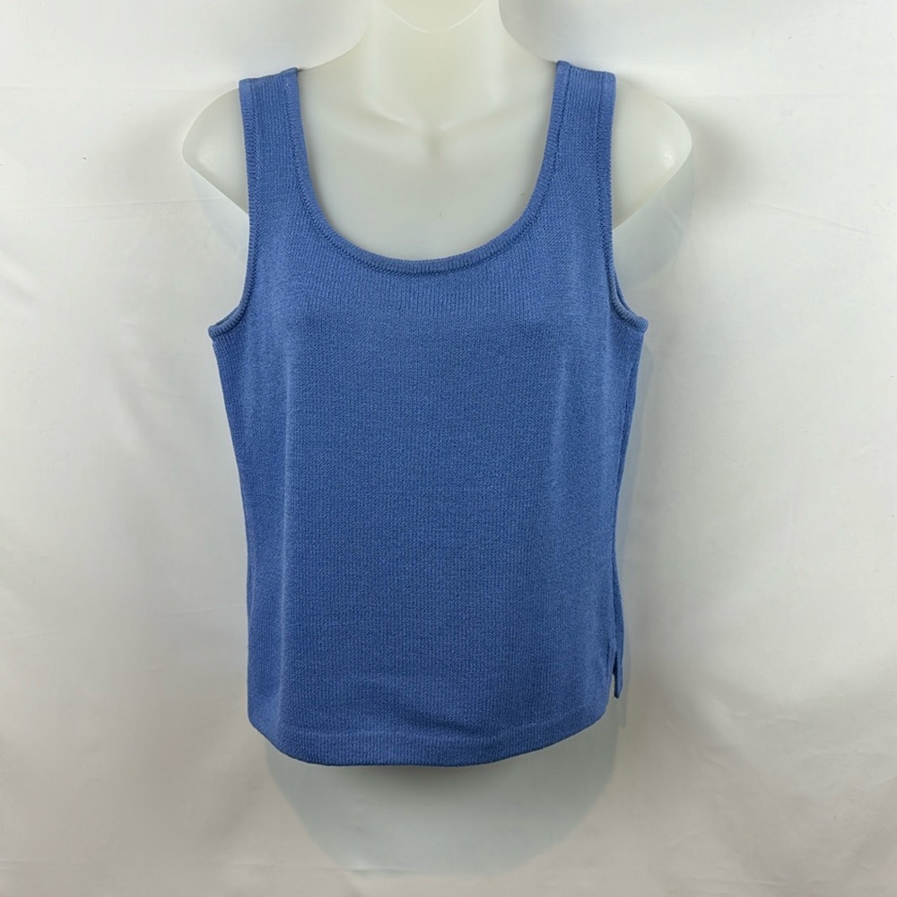 St John Santana Knit Tank Top Sleeveless Designer Blouse in‎ Powder Blue Size S